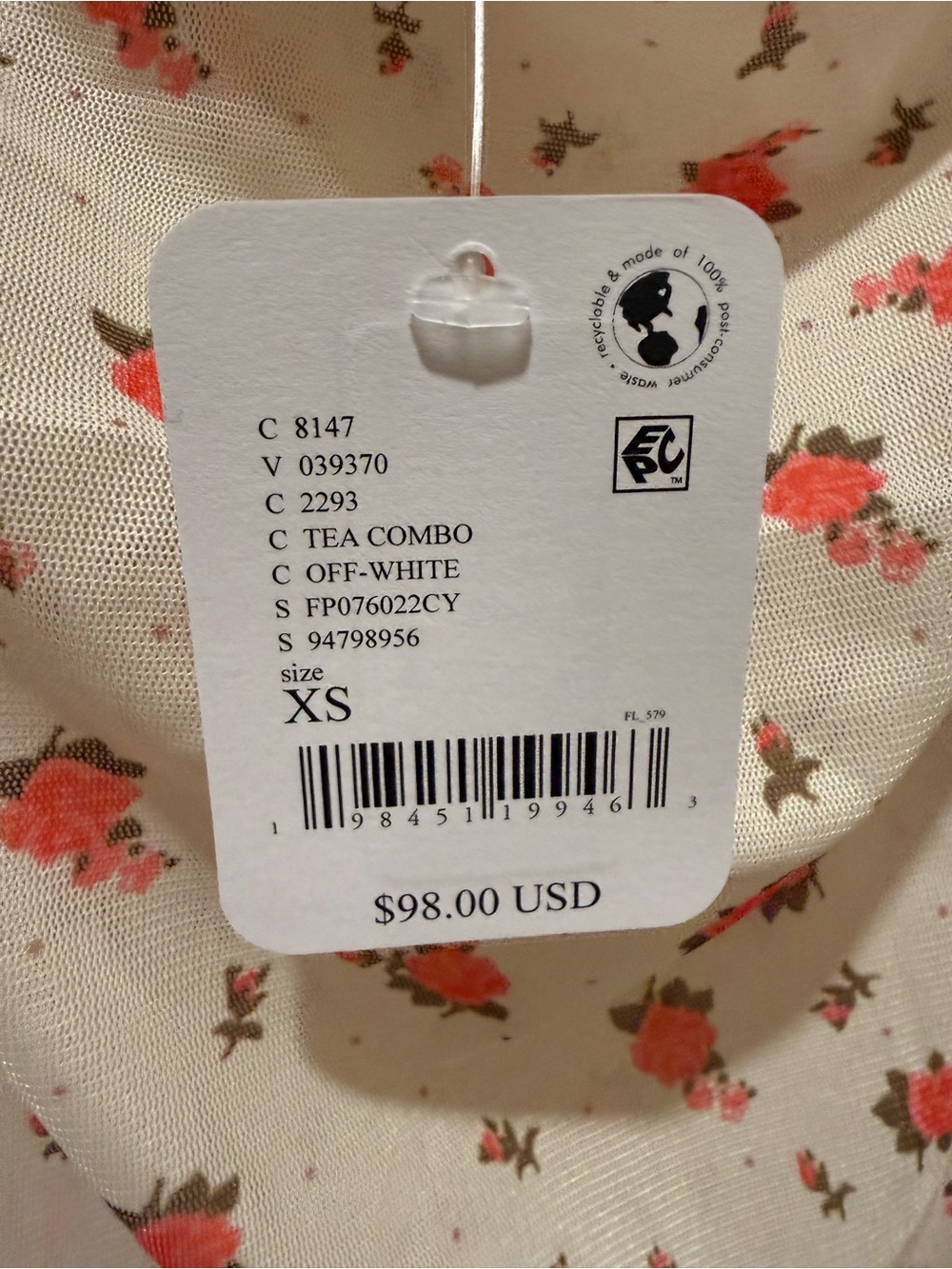 Free People Suddenly Fine Floral Slip Dress XS New - Picture 6 of 6